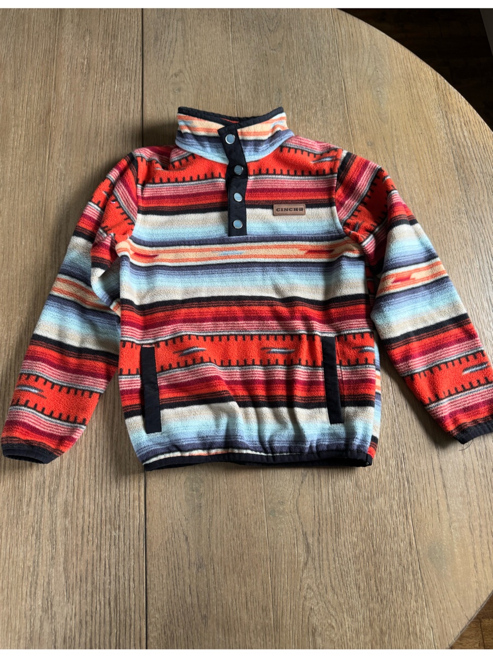 Kids Cinch Aztec Red Polar Fleece Pullover Size Small